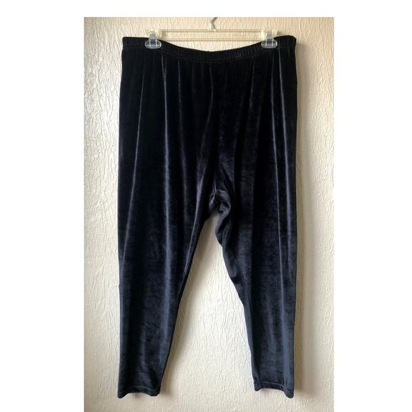 Lane Bryant Pants 26/28 Women's Skinny Black Velvet Velour Minimalist High Rise - Picture 1 of 10